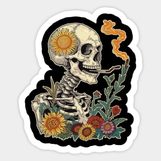 skeleton smoking chillin Sticker